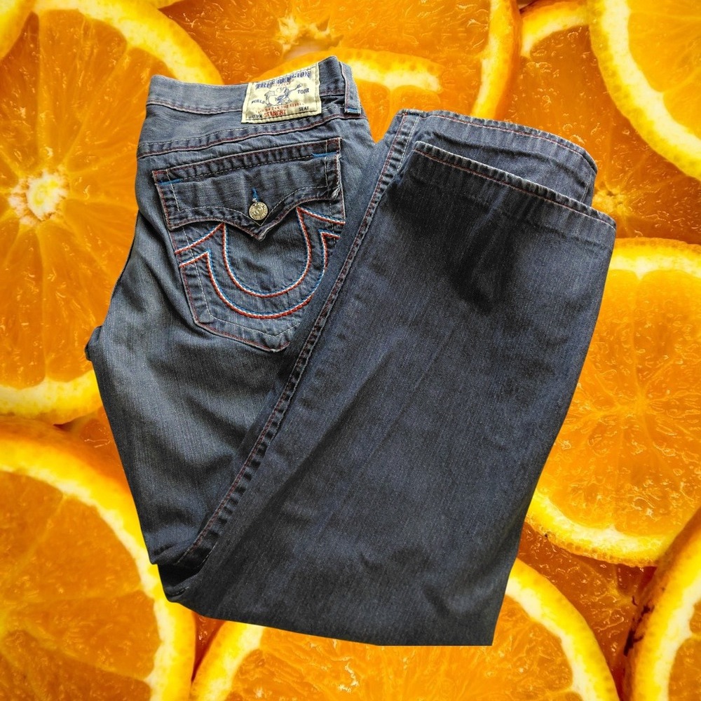 True Religion Straight Leg Jeans Mens Dark Wash Denim‎ Size 38